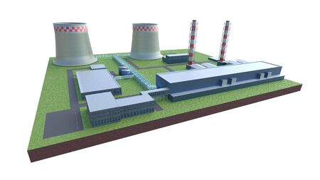 Industrial power plant building isolated 3d illustrationの写真素材