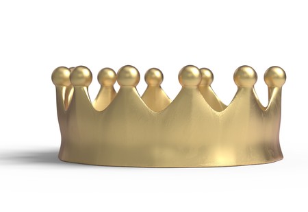 gold crown isolated on a white 3d renderの写真素材