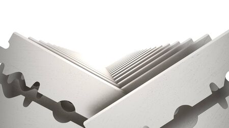 Metal Razor Blade Set Isolated on White Background. 3d illustrationの写真素材