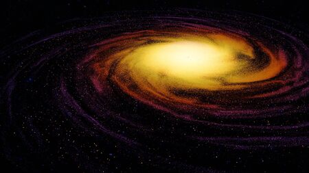 Spiral galaxy in deep space 3d renderの写真素材