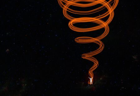man silhouette with energetic flow 3d illustrationの写真素材