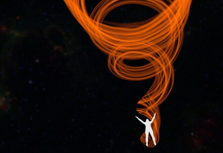 man silhouette with energetic flow 3d illustrationの写真素材
