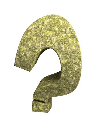 Looking cartoon question mark with moss, 3d illustrationの写真素材