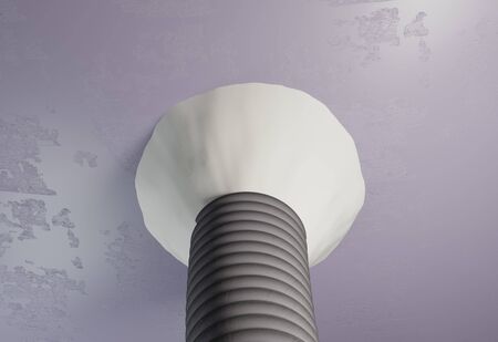Hose repaired by glue connected to plate 3d illustrationの写真素材