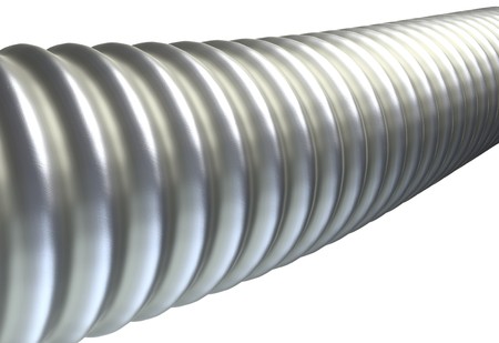 metal ribbed hose isolated on white background 3d renderの写真素材