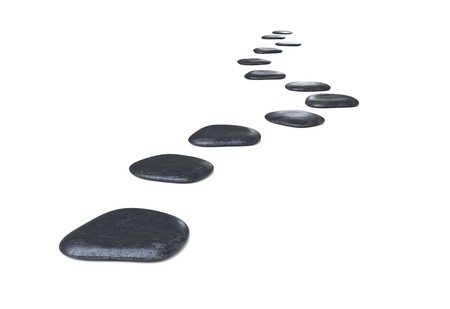 Stone path over on white background 3d illustrationの写真素材
