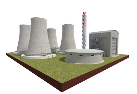 nuclear power plant isolated on white 3d illustrationの写真素材