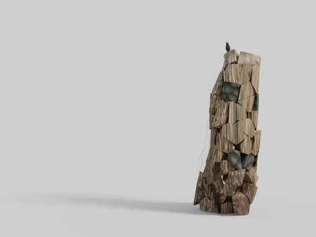 creature wooden cracked 3d illustrationの写真素材