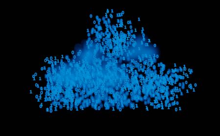 binary cloud data blue isolated on black 3d illustrationの写真素材