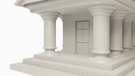 antique white temple building concept with column isolated. 3D renderの写真素材