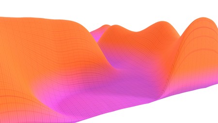 Colorful surface dimentional grid landscape graph of mathematical function 3d illustrationの写真素材