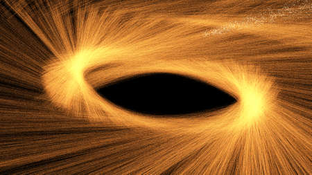 Circle showers of hot glowing sparks in motion from spinning steel wool 3d illustrationの写真素材