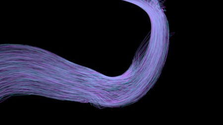 Wave of the blue colored curved lines. Abstract wavy stripes on a black background isolated. Creative line art 3d renderの写真素材