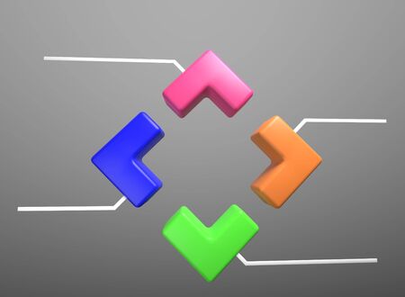 Four piece infographic presentation. 4 step business diagram. Four section. 3d illustrationの写真素材