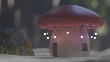 Fairy christmas holiday house mushroom 3d render