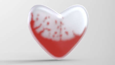 heart glass with blood liquid and drops isolated illustration 3d illustrationの写真素材