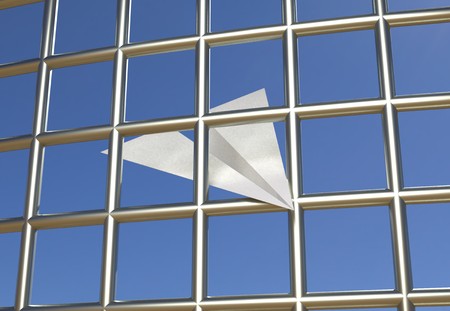 Paper airplane prison jail blocking telegram 3d illustrationの写真素材
