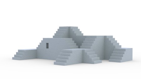 Staircases system isolated on white. 3d illustrationの写真素材
