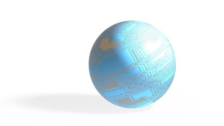 Technology blue planet with connection, 3d illustrationの写真素材