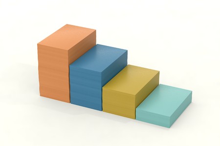 Color paper stack 3d illustration. Paperwork. Office routine.の写真素材