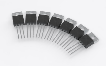 Isolated TO-220 MOSFET electronic package set 3d illustrationの写真素材