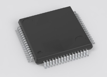Electrionic Circuit Chip Package LQFP 3d illustrationの写真素材