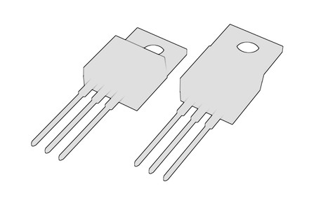 Isolated TO-220 MOSFET electronic package 3d illustration sketch outlineの写真素材