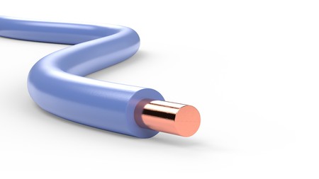 electrical cable wires with blue insulation isolated 3d illustrationの写真素材
