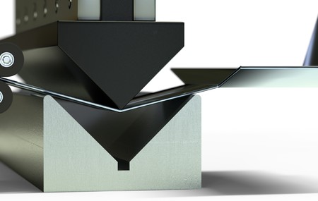 bended metal sheet, bending machine 3d renderの写真素材