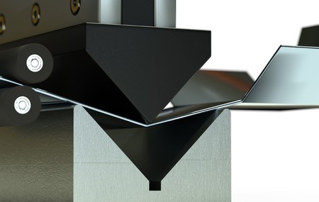 bended metal sheet, bending machine 3d renderの写真素材