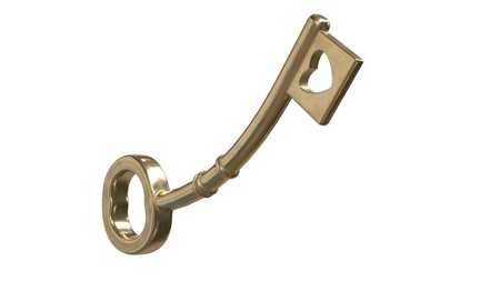 3d illustration of an old key for heart with erectionの写真素材