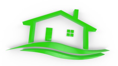 Real estate icon gold material with wave curve 3d renderの写真素材