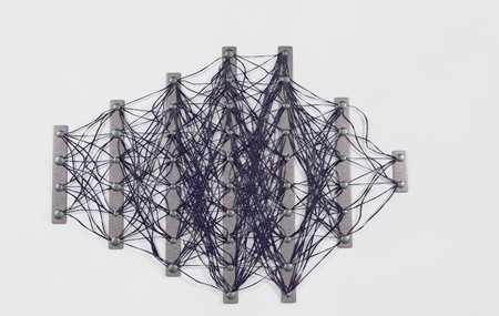 Neural net. Neuron network. Deep learning. Cognitive technology concept. 3d renderの写真素材