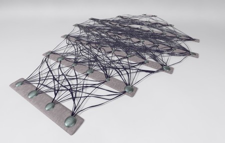 Neural net. Neuron network. Deep learning. Cognitive technology concept. 3d renderの写真素材