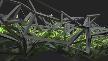 Abstract low poly green and gray. Connection structure. Connection data science polygonal background. 3d illustrationの写真素材