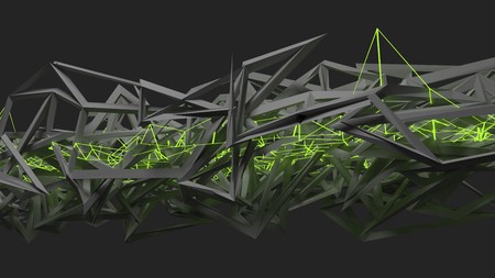 Abstract low poly green and gray. Connection structure. Connection data science polygonal background. 3d illustrationの写真素材