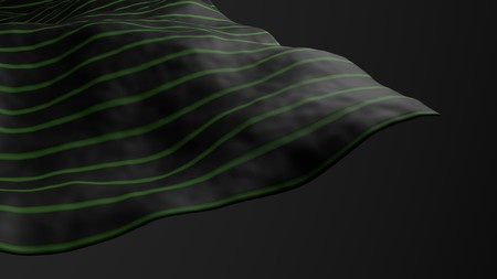 abstract wave curved mesh stripped 3d illustrationの写真素材