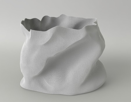 gray empty raw fabric bag 3d illustrationの写真素材