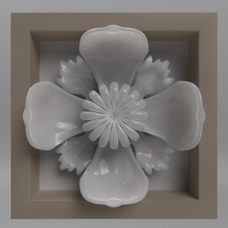 Decorative ceramic flower sculpted art, 3d illustrationの写真素材