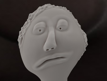 cartoon man gray sad disappointment face 3d illustrationの写真素材
