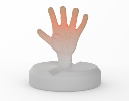 People dependent on drugs help hand from tablet 3d illustrationの写真素材