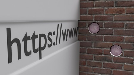 Censored blocked internet via brick wall and onion alternatives connection path 3d illustrationの写真素材