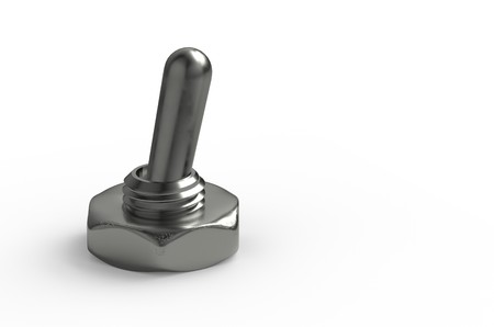 Metallic switch on off position 3d illustration isolatedの写真素材