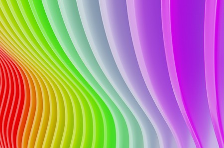 colorful background rainbow curved shapes 3d illustrationの写真素材