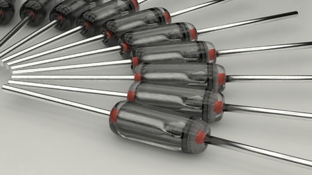 Closeup macro set of electronic germanium diode on a white background 3d illustrationの写真素材