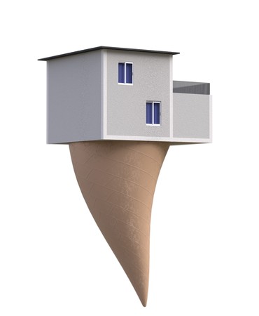 Gift home on icecream . Surprise real estate 3d illustrationの写真素材