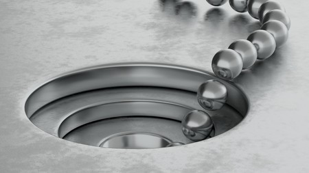 3D rendering of metal balls arrange funnel conversion rate concept, 3d illustrationの写真素材