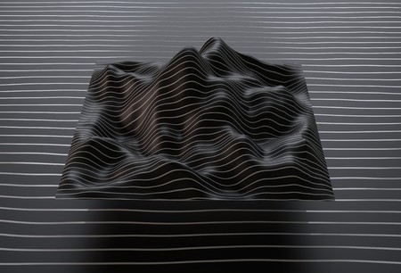 Abstract digital landscape with lines on horizon. 3d renderの写真素材