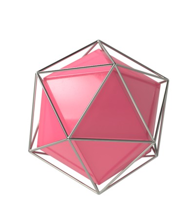 Icosahedron 3d geometric volume solid shape in wireframe metal jail, 3d renderの写真素材