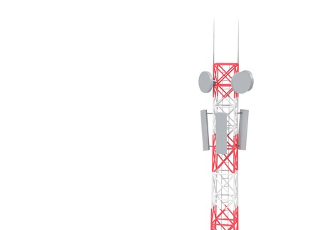 Transmission cellular towers and mobile phone communications antennas. 3d renderの写真素材